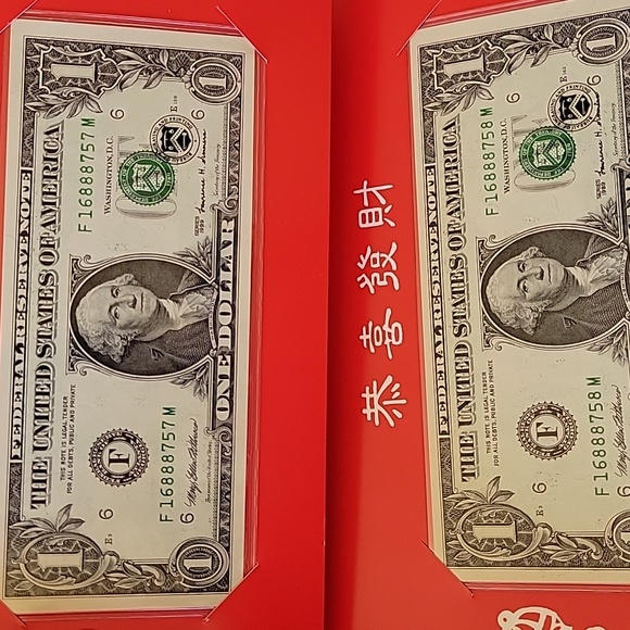 1999 Lucky Money Chinese "168" $1 FRN - 2  Consecutive Notes - Picture 2 of 10